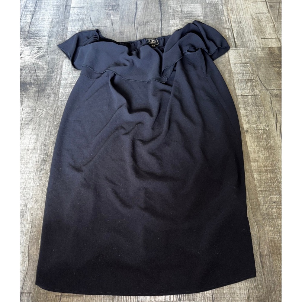 Lipsy London‎ Black Ruffle Off The Shoulder Shift Dress Womens Size 8